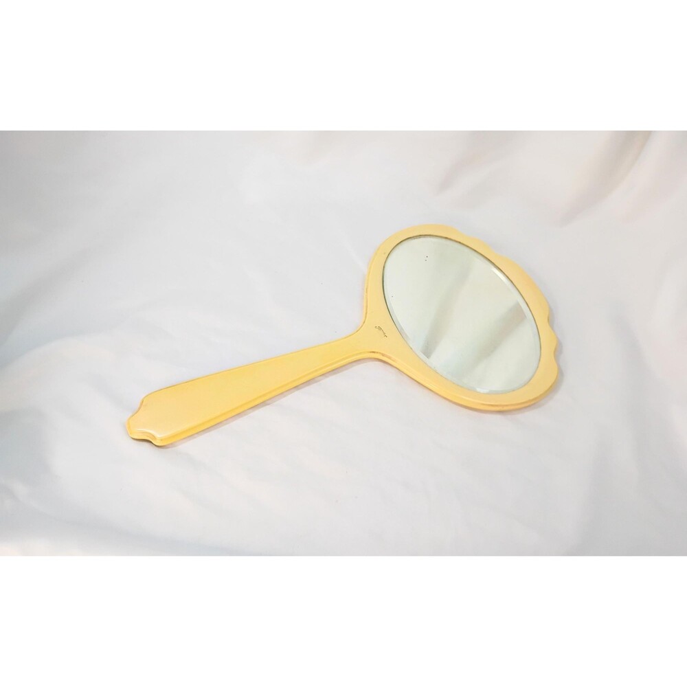 Vintage Fairfax Ivory Fiberloid Beveled Hand Mirror 14"